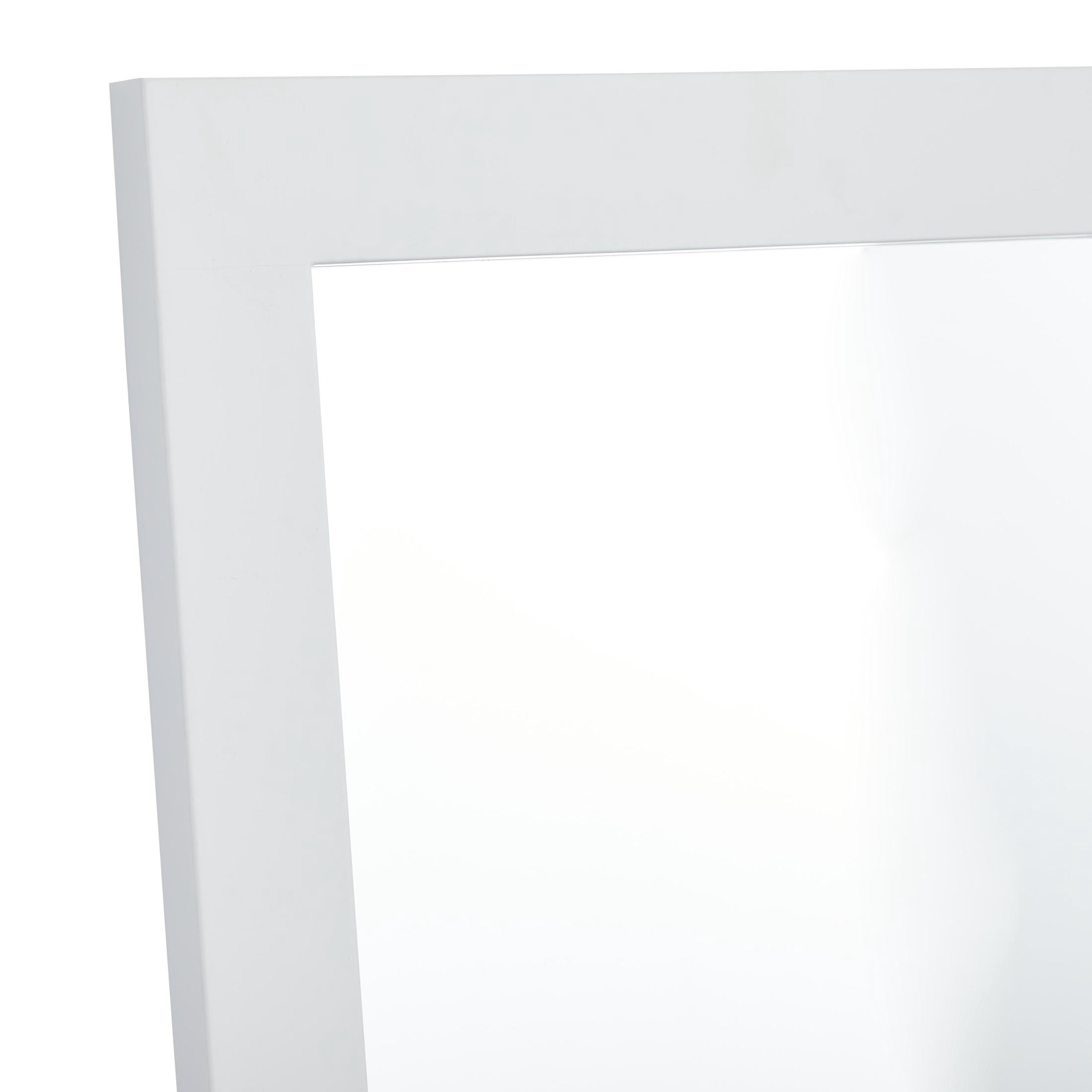 DecMode 24" x 36" White Rectangular Wall Mirror