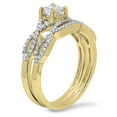 thumbnail image 2 of 0.75 Carat (ctw) 10K Yellow Gold Princess & Round Diamond Ladies Bridal Swirl Engagement Ring With Matching Band Set 3/4, 2 of 4