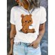thumbnail image 1 of Women'S Casual Crew Neck T-Shirt with Cute Bear and Coffee Print, Polyester Knit Fabric, Medium Stretch, All Season Fashion Top, 1 of 8