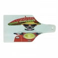 thumbnail image 1 of Animal Cutting Board, Dog with a Hat and Sunglasses Driving Motorcycle Under an Umbrella Funny Holiday Image, Decorative Tempered Glass Cutting and Serving Board, Wine Bottle Shape, Red, by Ambesonne, 1 of 1