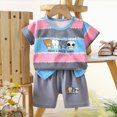 thumbnail image 2 of HCNTES Toddler Baby Boys Girls Summer Outfits Kids Short Sleeve T Shirts Tops Shorts Boys Clothes(Pink,18-24 Months), 2 of 3