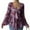 Dark Purple, variant on Women's Vintage Floral Print Long Sleeve Blouse with Bow Tie Front, Flared Hem, V Neck, Lightweight Casual Top