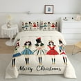 thumbnail image 2 of Manfei Merry Christmas Queen Comforter Set,Nutcracker Soldier Bedding Sets,Cute Princess Pattern Bedding Comforter Set For Teens,Microfiber Bedroom Decor Reversible,3pcs, 2 of 8