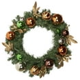 thumbnail image 2 of Northlight 24" Unlit Green Foliage and Copper Ornaments Christmas Wreath, 2 of 7
