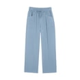 thumbnail image 6 of Dwellite Wide Leg Pants for Women Summer Cotton Linen Palazzo Drawstring Elastic Waist Beach Trousers with Pockets Sky Blue M, 6 of 7