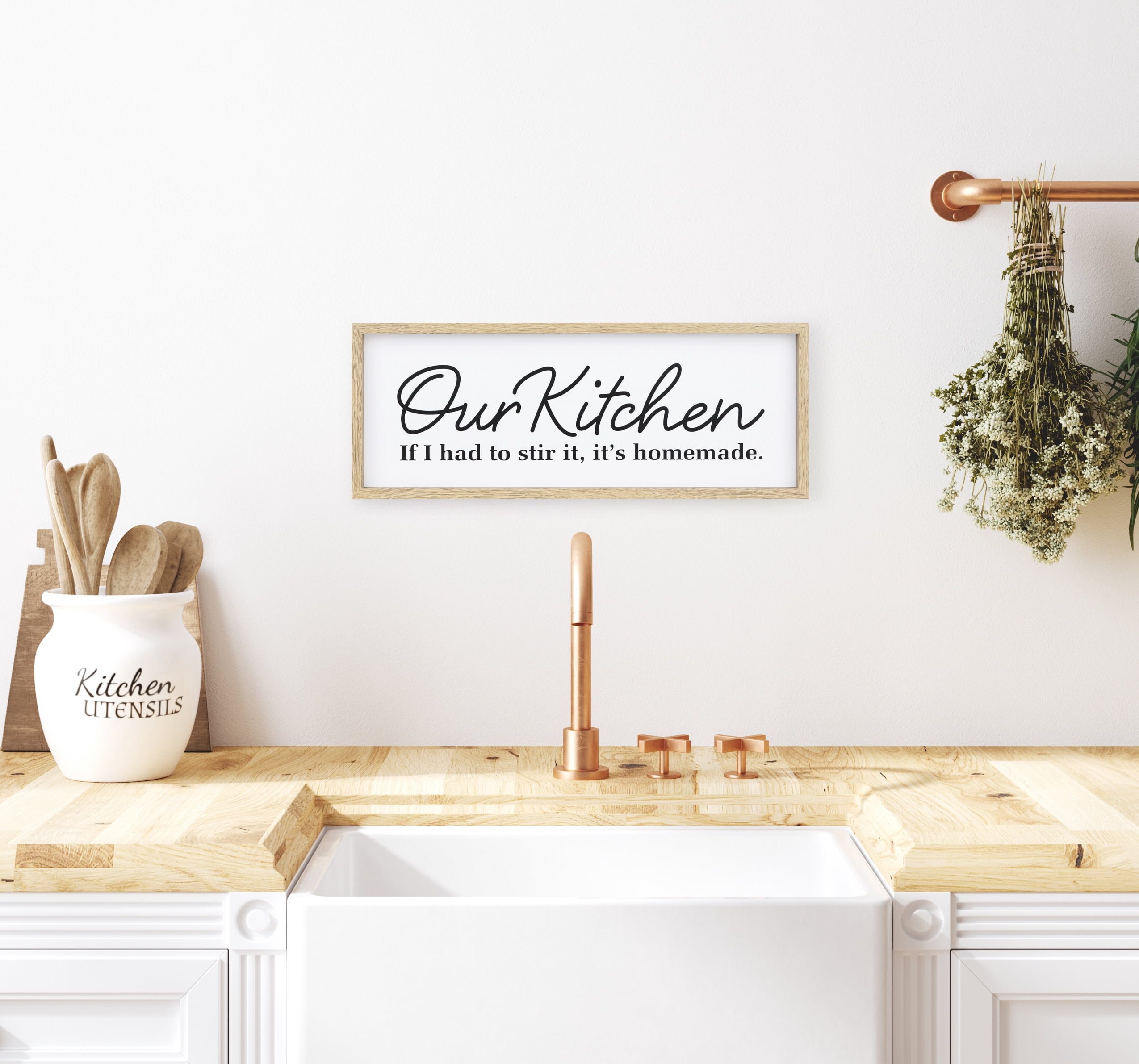 Mainstays 15.5" Our Kitchen Block Tabletop Sign, Beige and Black