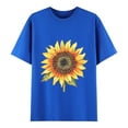 thumbnail image 2 of NuoCaiYun Spring Summer Loose Tops Women'S Fashion Casual Everyday Daisy Print Crew Neck Short Sleeve T-Shirt, 2 of 5