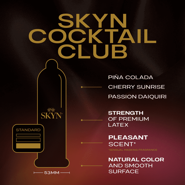 SKYN Cocktail Club Flavored Non-Latex Lubricated Condoms, 10 Count HSA/FSA  Eligible