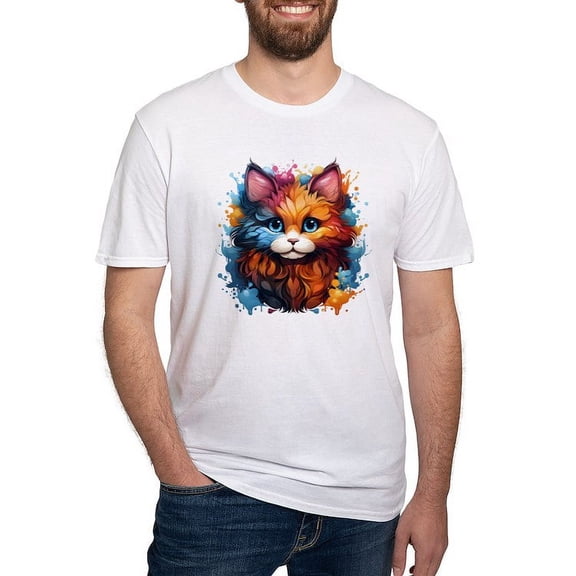 CafePress - Cute Cat Watercolor T Shirt - Fitted T-Shirt, Vintage Fit Soft Cotton Tee
