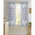 thumbnail image 4 of Blue Purple Boho Sheer Curtains 45 Inch Length 2 Panels Set for Living Room/Bedroom, Vintage Abstract Art Floral Ethnic Tribe Kitchen Curtains Grommet Semi-Sheer Curtains Window Treatments 42"x45"x2, 4 of 7