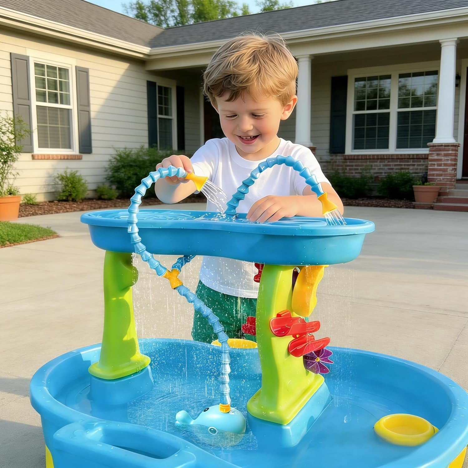 Rechargeable Water Table Pump(Huge Water Output),Kids Sand Water Play Pump,whale-shaped design, 3 Spray Modes, IPX7 Waterproof,Outdoor Toddler Activity Table Accessory