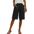 thumbnail image 5 of Only Moment Shorts for Women Polyester with Pockets High Waisted Stretch Knee Length Shorts for Women Summer Walking Shorts with Pockets for Wowomen Black,S, 5 of 5