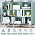 thumbnail image 5 of IOTXY Simple Bookcase with Legs - 3 Tier 10 Cubes Freestanding Low Display Cabinet, Mint Green, 5 of 8