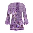 thumbnail image 5 of bnaln Womens Shirts and Blouses 3/4 Length Sleeve Dressy Casual Blouse Summer T-Shirts V Neck Button Down Pleated Tshirts Boho Floral Tees Ladies Elegant Tunic Tops Spring Clothes, 5 of 5