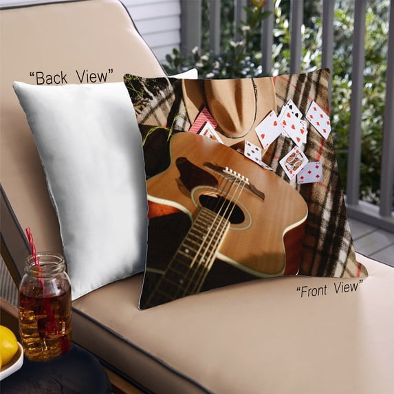 Ahgly Company Music Guitar Outdoor Throw Pillow, 18 inch by 18 inch