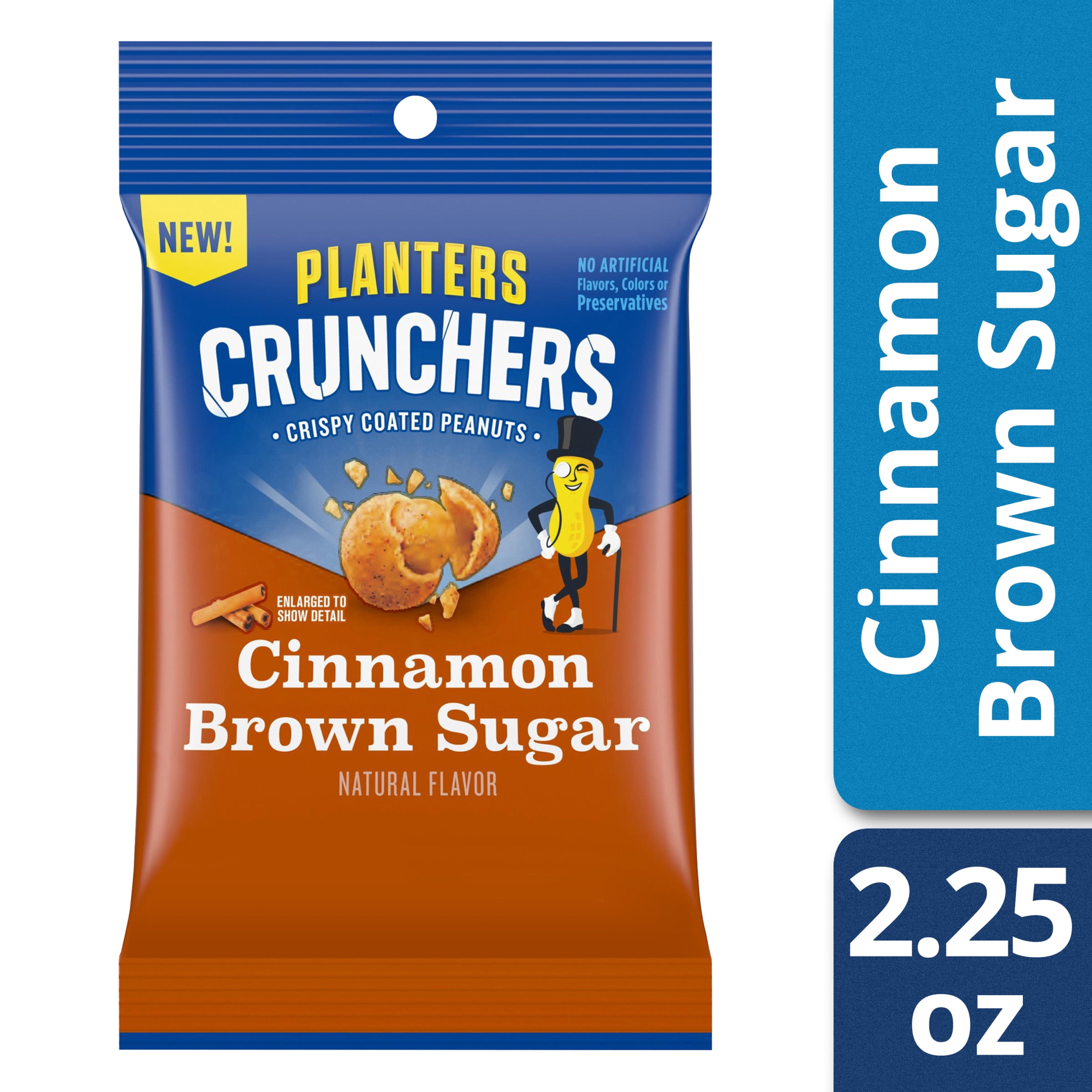 Planters Crunchers Cinnamon Brown Sugar Crispy Coated Peanuts, 2.25 oz
