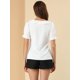 thumbnail image 5 of Allegra K Blusa casual con cuello en V y cuello con volantes para mujer blanco M, 5 of 6