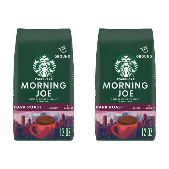 (2 Pack) Starbucks Morning Joe, Ground Coffee, Dark Roast, 12 oz
