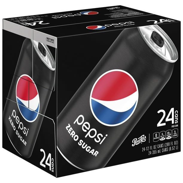 Pepsi Zero Sugar, 12 oz Cans, 24 Count