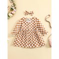 thumbnail image 2 of Bagilaanoe Toddler Baby Girl Plaid Dress Long Sleeve A-line Button-Down Dresses + Hairpin 6M 12M 18M 24M 3T 4T Casual Swing Tunic Tops, 2 of 9