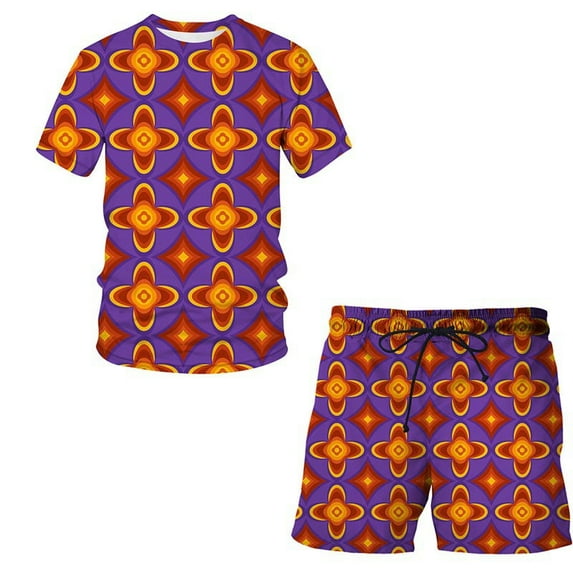 Sport Set for Mens,Men's Short Sleeve T Shirts and Shorts Set Tie Dye 3D Digital Printing Sportswear 2 Piece Tracksuit Summer Outfits