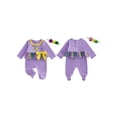 thumbnail image 2 of BemeyourBBs Newborn Baby Girl Mardi Gras Outfit Footed Romper Spring Fall Winter Carnival Clothes They Found Me In A King Cake Long Sleeve Ruffle Collar Letter Footied Embroidery Jumpsuit Headband, 2 of 9