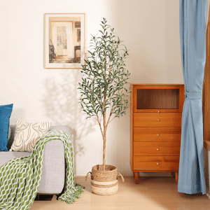 DR.Planzen 6ft Artificial Olive Tree with Natural Wood Trunk
