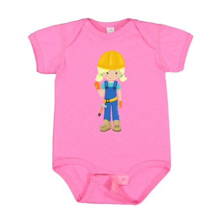 

Inktastic Construction Girl Blonde Hair Cute Girl Hammer Gift Baby Girl Bodysuit