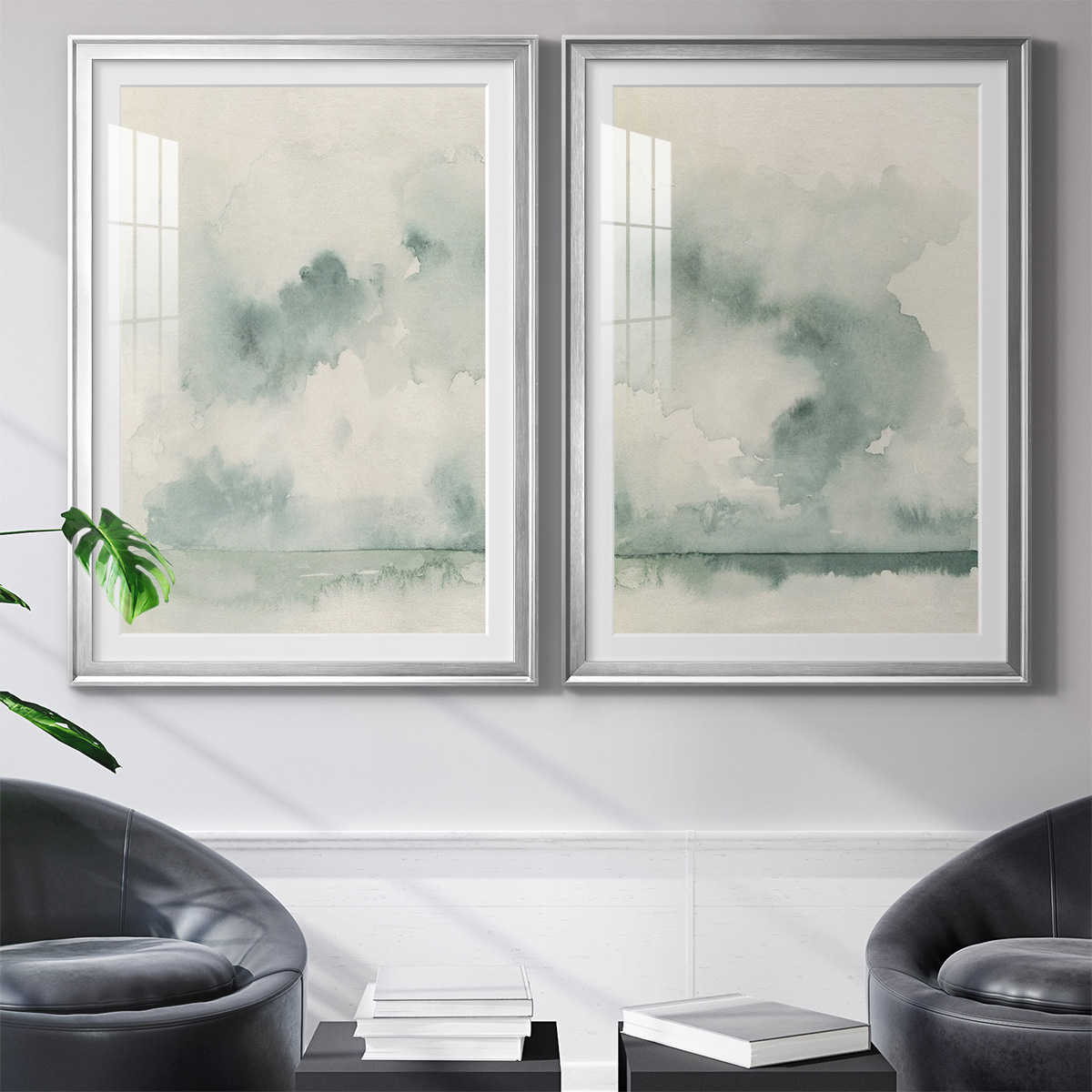 Wexford Home Ocean Impression I Premium Framed Print, 26.5" x 36.5" - Ready to Hang, Silver (Set of 2)