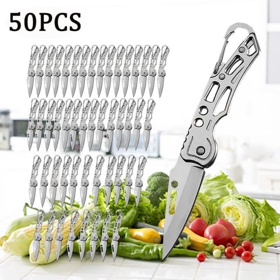 50PCS Multi-function Pocket Fruit Cutting Knife Stainless Steel Folding Knife Boning Butcher Knife Meat Cleaver Utility Knife For Outdoor BBQ Camping Knife Small Knife