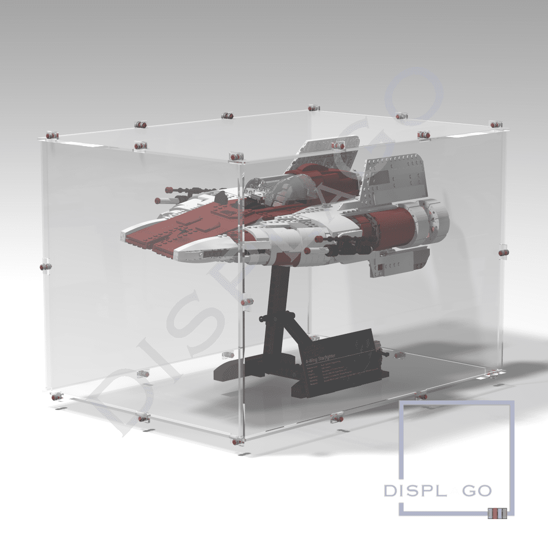 Display Case for LEGO® #75275 UCS A-Wing. Display case for minifigures. Star Wars® display case. Compatible LEGO® display