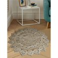 thumbnail image 1 of Tapis Rond Oriental en Jute Tissé à la Main 6 Pi. 7 Po. x 6 Pi. 7 Po. Écologique, Crème, 1 of 1