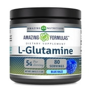 Amazing Formulas L-Glutamine 1.1 Lb Powder Supplement | 5000 Grams | Blue Raspberry Flavor | Non-GMO | Gluten Free | Made in USA