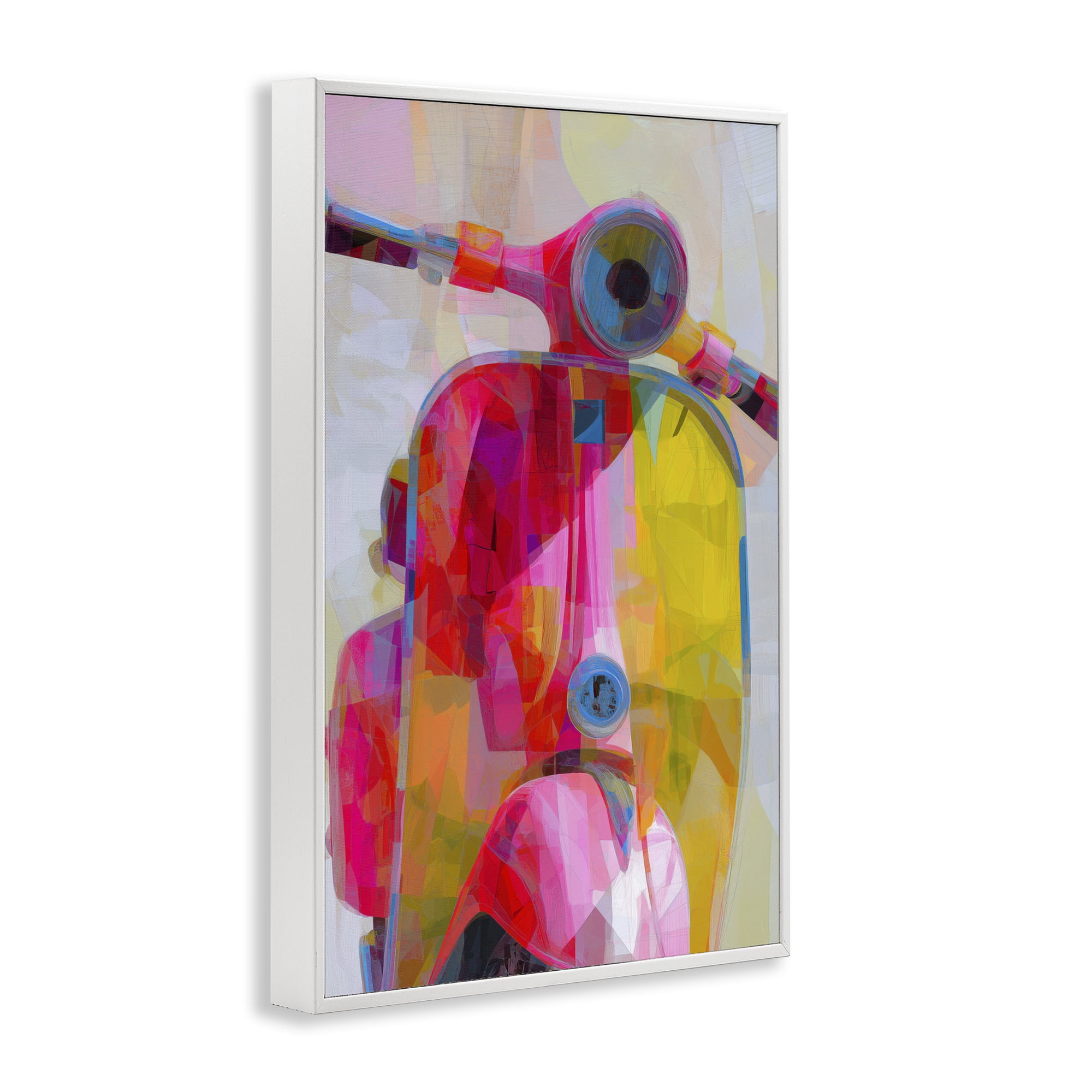 Stupell Industries Vespa in Pink & Yellow White Framed Giclee Art, design by Chromatic Storm Studio