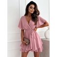thumbnail image 1 of Femmes Blanc Robe Noire Été Sexy V-Cou Sangle Croisée Mini Jupe Volants Ourlet en Mousseline de Soie Robe Femme Mode Décontractée Robes de Plage Été, 1 of 6