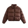 thumbnail image 4 of Chaqueta de algodón para mujer, corta, de invierno, estilo europeo y americano, con cuello alto, chaqueta de plumón, chaqueta gruesa de algodón para mujer, a la moda, 4 of 5
