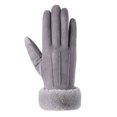 thumbnail image 5 of Guantes cálidos N915 de gamuza de invierno para mujer, de doble capa y con acolchado de terciopelo, para montar con pantalla táctil, 5 of 5