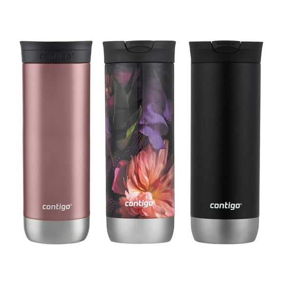 Contigo Huron 2.0 SnapSeal Insulated Travel Tumbler, 20 oz (591 mL), Assorted Colours, 3 Pack
