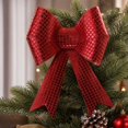 thumbnail image 4 of Red Sequin Christmas Bow, Large Metallic Glitter Decoration in 4 Sizes for Wreath, Tree, Garland, Door, Gift Box and Holiday Decor, 4 of 6
