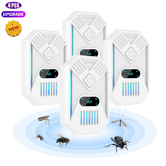 Ultrasonic Pest & Insect Repeler, 4 Pack Electronic Pest Control Plug in Indoor for Mice, Rats, Rodent, Roach, Mouse, Spider, Mosquitoes, Cockroaches Repelent for House, Garage, Basement, Warehouse