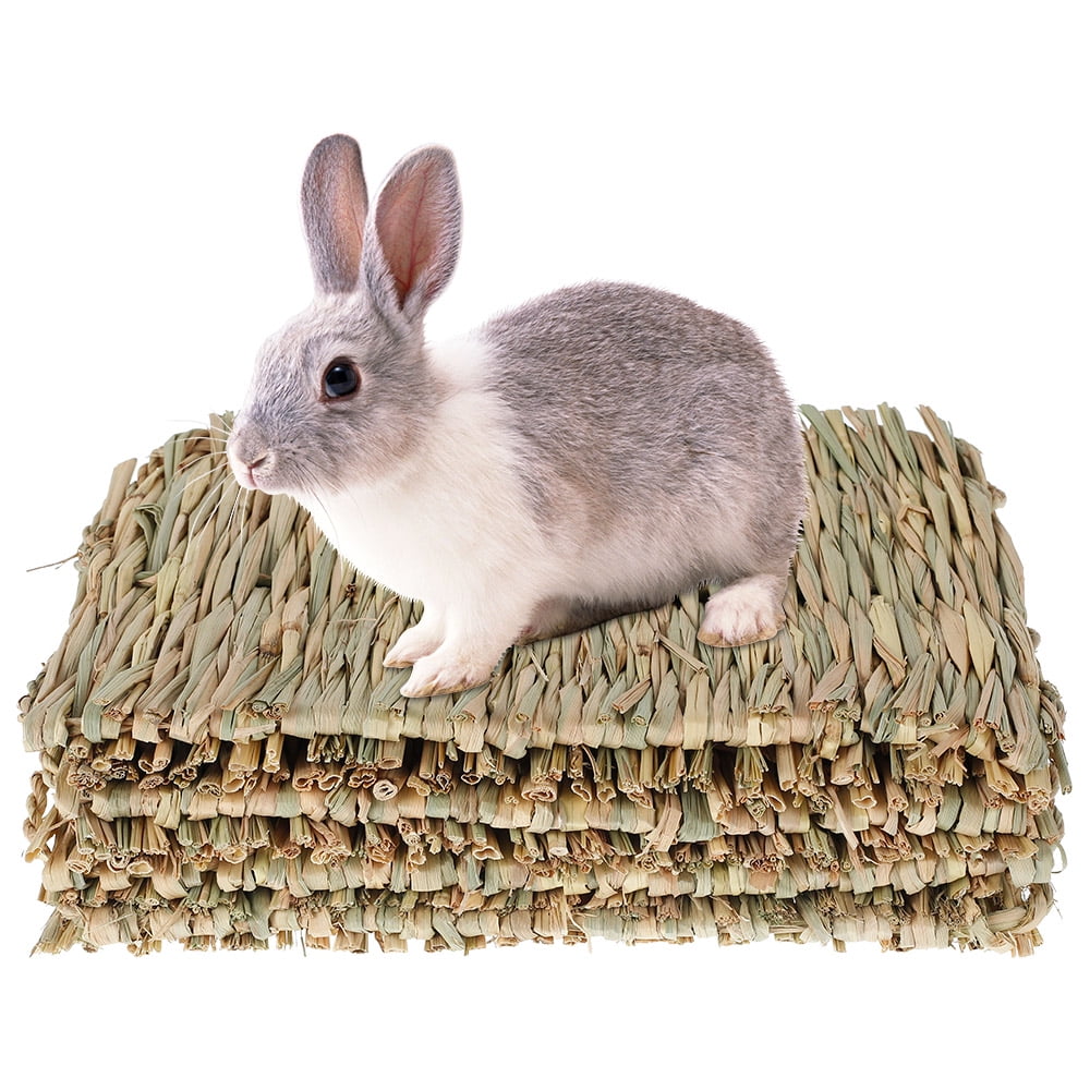 Pet Cage Chewing Toys for Hamster Chinchilla Ferret Gerbil Bunny Grass Bed，Rabbit Digging Natural Woven Straw Mats Bedding