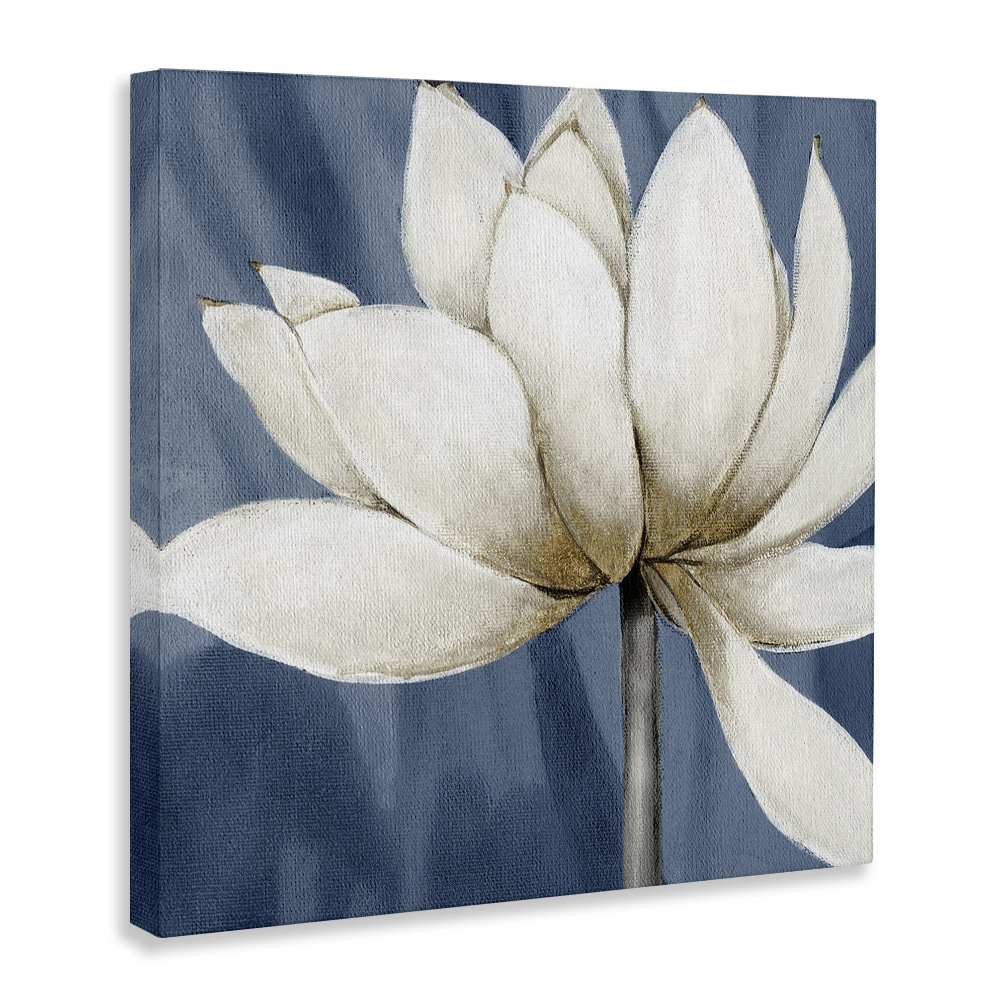 Stupell Industries White Lotus Petals Botanical & Floral Painting Gallery Wrapped Canvas Art Print Wall Art, 30 x 30