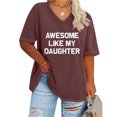 thumbnail image 2 of Camisetas de Verano de las Mujeres de Manga Corta con Cuello en V de Gran Tamaño Camiseta Deportiva Sólida, Base Cómoda Casual, 2 of 6