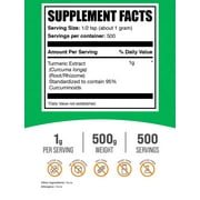 BulkSupplements Turmeric Extract Powder - 1g per Serving - 500 Grams (1.1 lbs) - 500 Servings