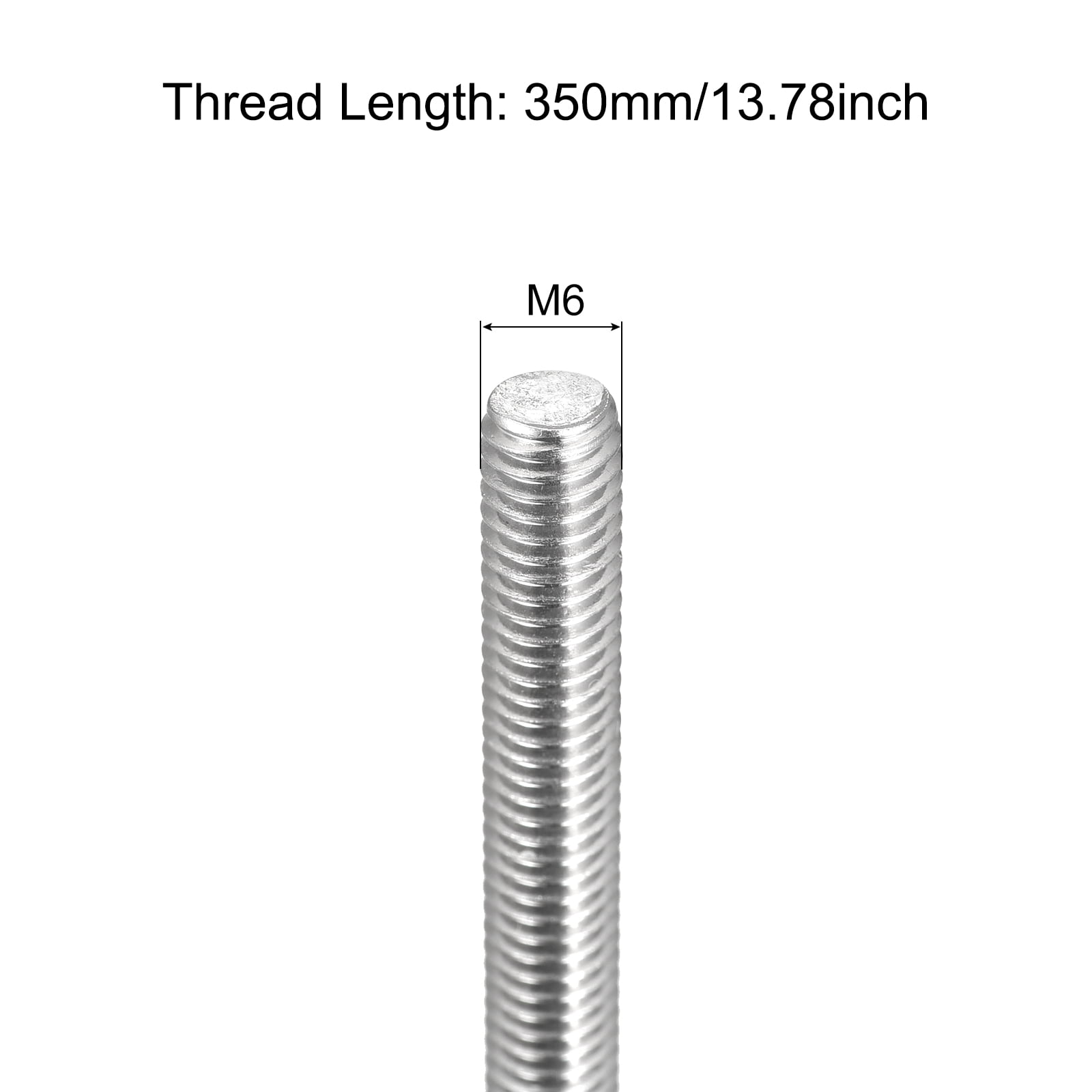 Fully Threaded Rod M6 x 350mm 1mm Pitch 304 Stainless Steel Right Hand 6pcs
