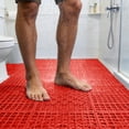 thumbnail image 7 of 12" x 12"Modular Shower Floor Mat - Anti- Bath Mat with Suction Cups, Quick-Dry Open Grid Design, Waterproof Bathroom Carpet for Shower & Wet Areas, Red, 7 of 7