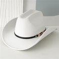 thumbnail image 2 of RUINIXCW Western Cowboy Hat for Men Women Cowgirl Hat Classic Felt Roll Up Fedora Hat with Buckle Belt Wide Brim Jazz Hat Themed Party Cap Wedding Party Costume, 2 of 8