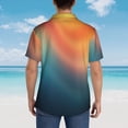 thumbnail image 4 of KLL yellow orange and teal Print Men's Hawaiian Shirt Short Sleeve Button Down Beach Shirts,Large, 4 of 7