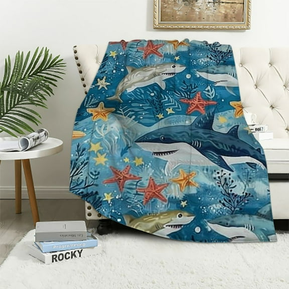 BCIIG Shark Blanket for Kids Adults, Soft Lightweight Shark Throw Blanket for Sofa Bed Traveling Camping Shark Gifts Idea Shark Decor 40x50in