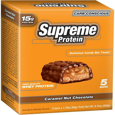 Supreme Protein Carb Conscious barres de chocolat au caramel de noix, 1,75 oz, 5 count